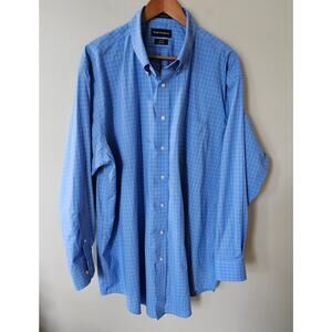 Paul Fredrick Men's Non-Iron Cotton Button Down Shirt 19/35 Classic Fit Blue